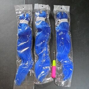 Vibrant Blue Hair Extensions 3X NWT